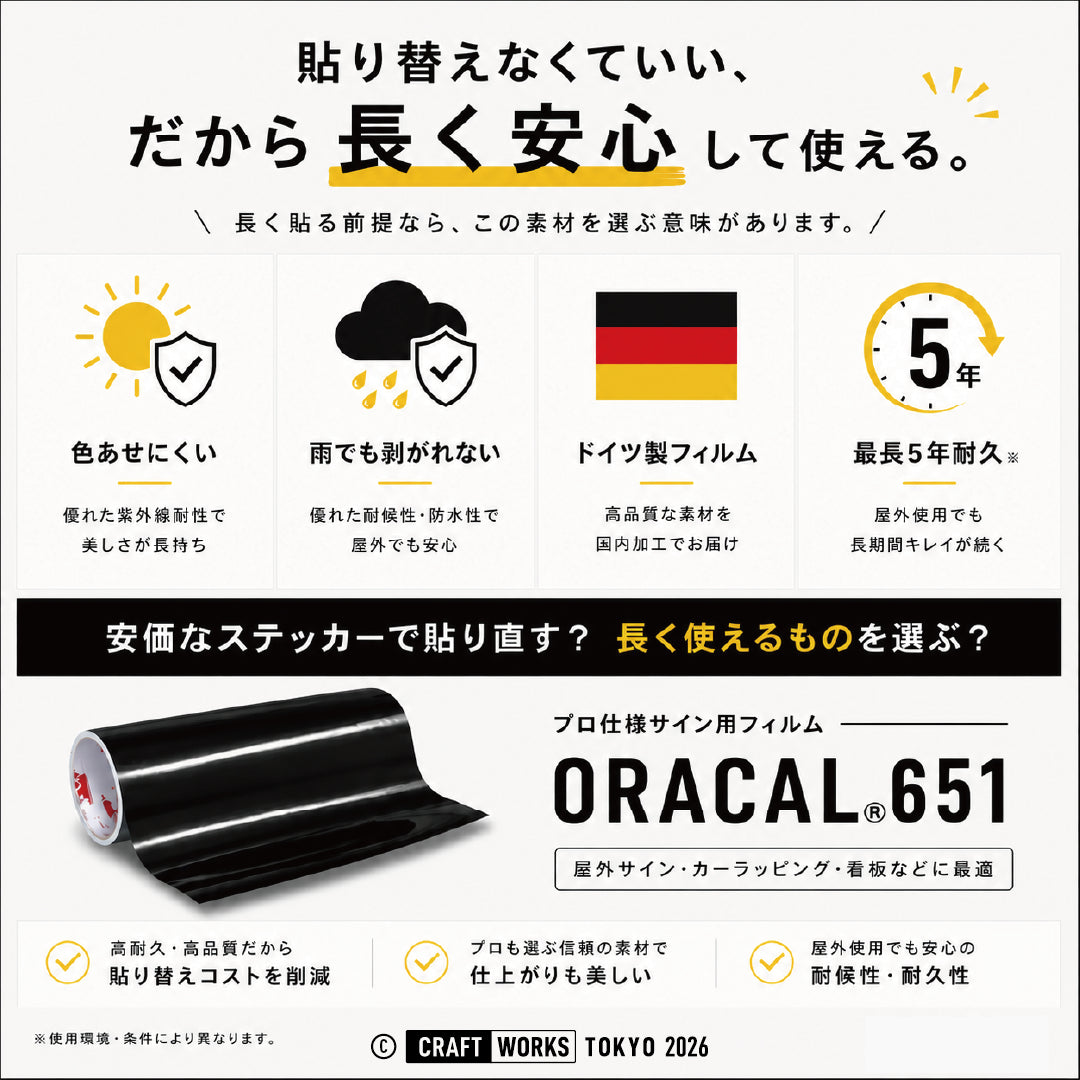 貼り替えなくていい、だから長く安心して使える。安価なステッカーで貼り直す？長く使えるものを選ぶ？CRAFT WORKS TOKYO（クラフトワークストーキョー）のステッカーは高耐久型を採用しています
