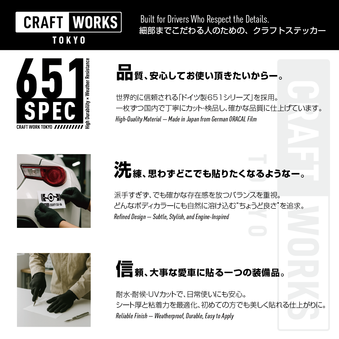 Craft Works Tokyo CWT EXHAUST SERIES – BOXER 4 PURE RESPONSE ステッカー 材質紹介