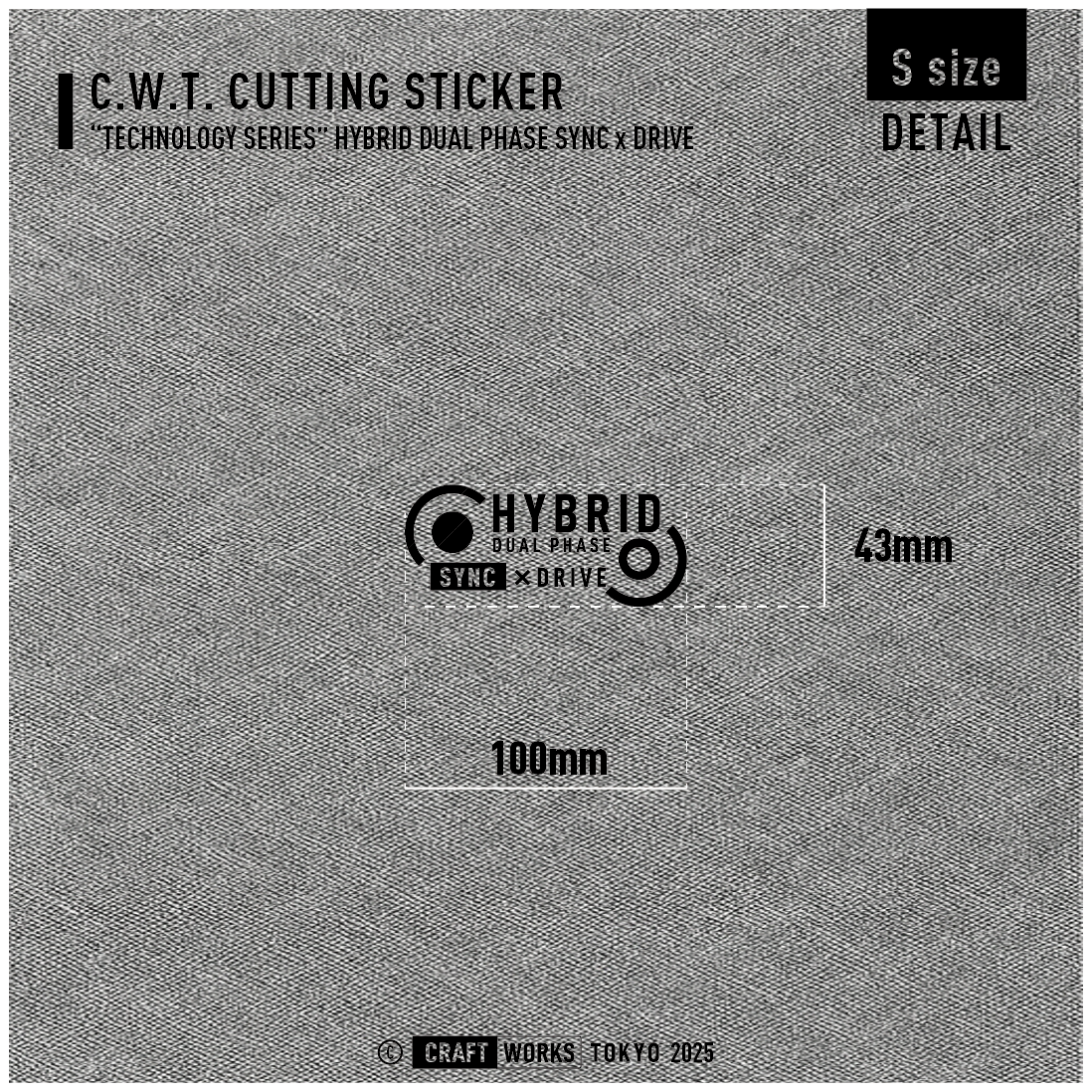 Craft Works Tokyo CWT HYBRID DUALPHASE カッティングステッカー ハイブリッド 寸法図 BLACK 黒