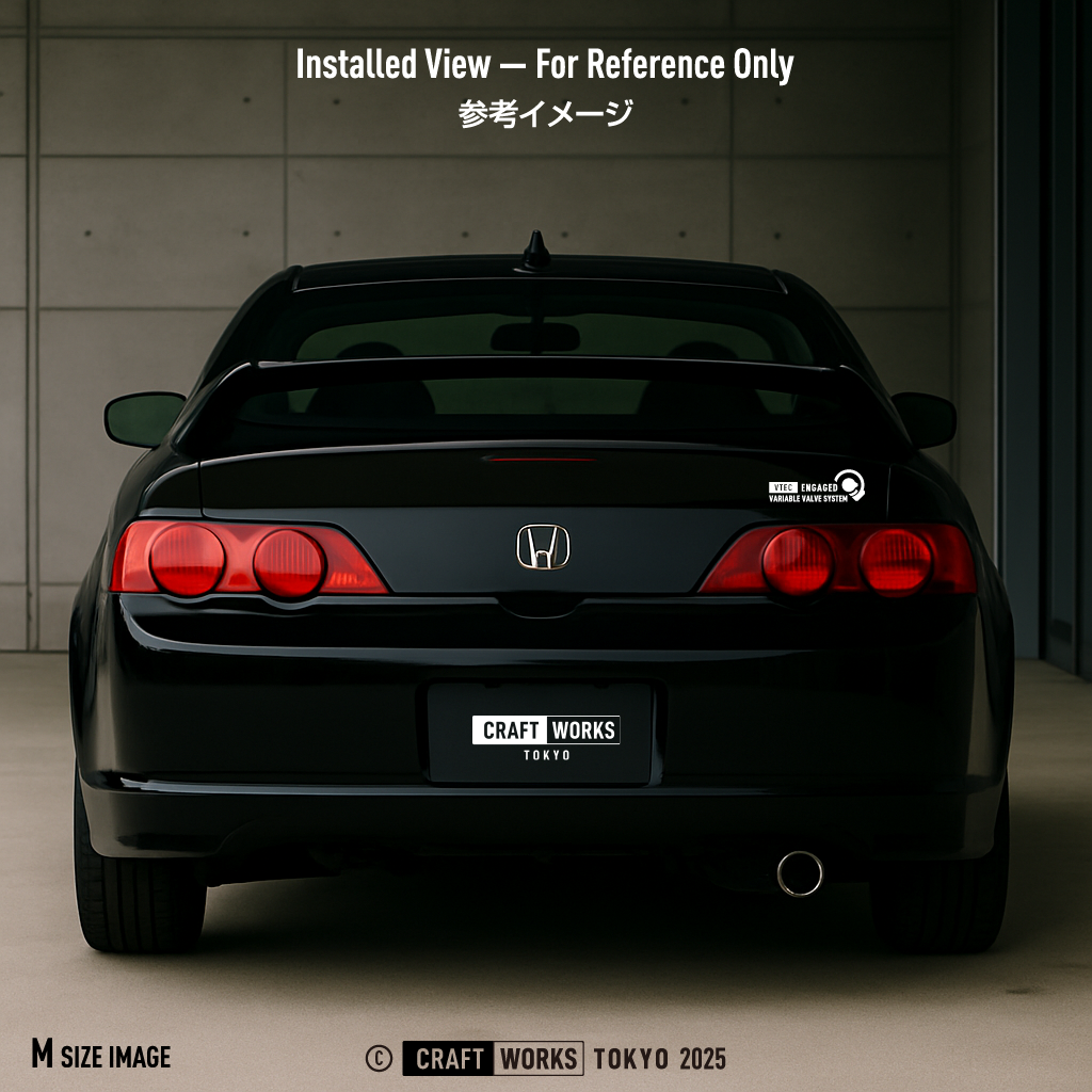 Craft Works Tokyo CWT EXHAUST SERIES – VTEC ENGAGED ステッカー インテグラ 貼り付け イメージ 白