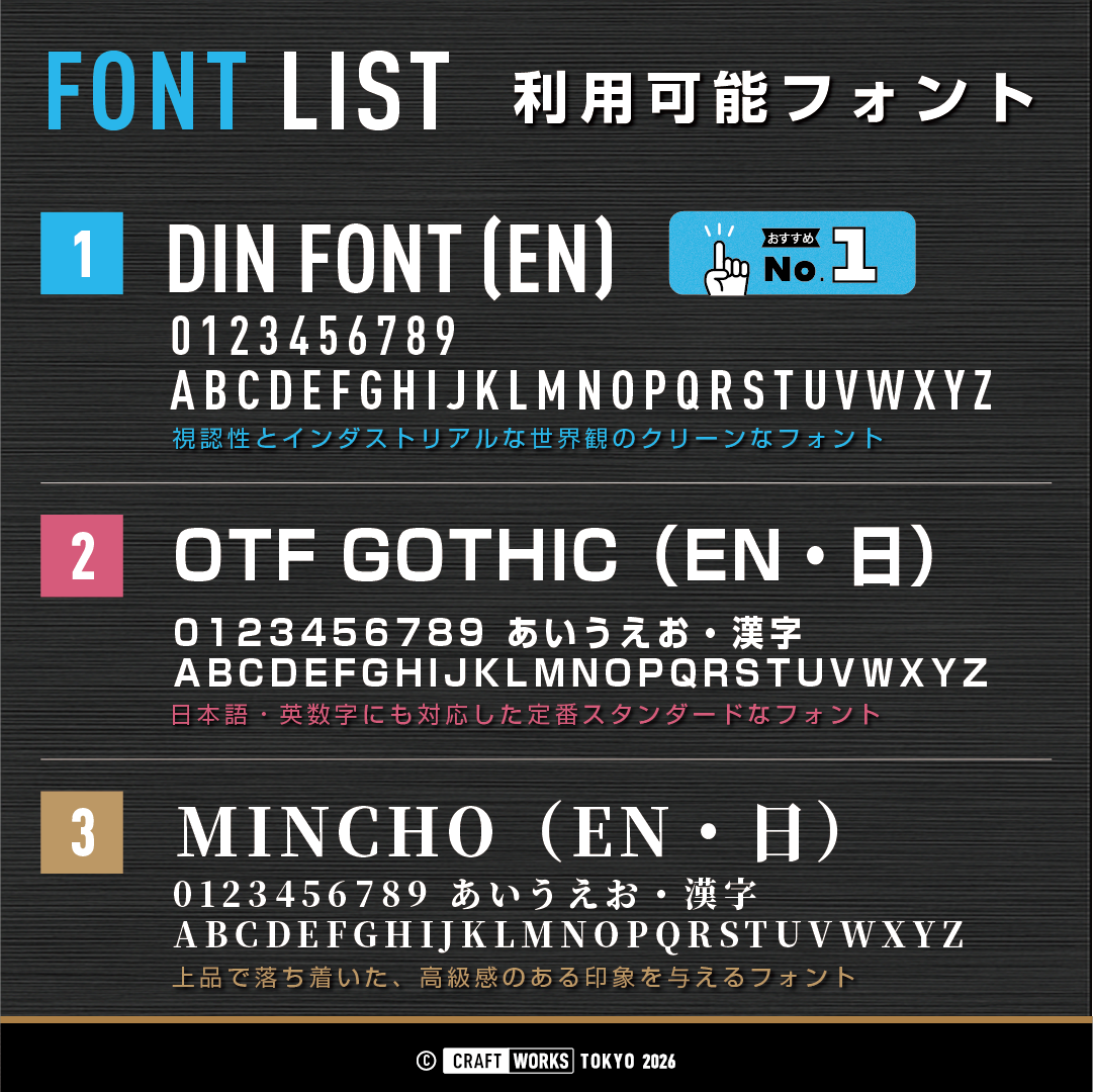 Image NAMEORDER 既存ステッカーにお好きな文字を追加するサービスの使用フォントの選択画像