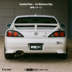 MODE DRIFT BREAK TRACTION 黒のステッカーを貼り付けた日産S15のリアビューの画像