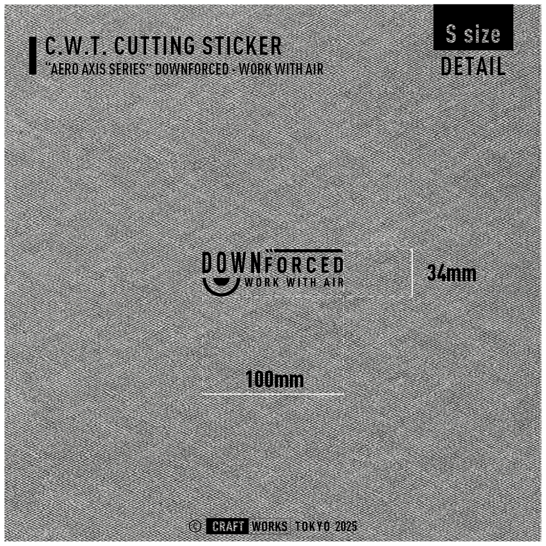 Craft Works Tokyo CWT AEROAXIS DOWNFORCE カッティングステッカー エアロ 寸法図 BLACK