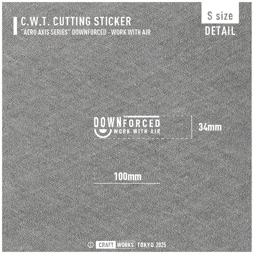 Craft Works Tokyo CWT AEROAXIS DOWNFORCE カッティングステッカー エアロ 寸法図 WHITE