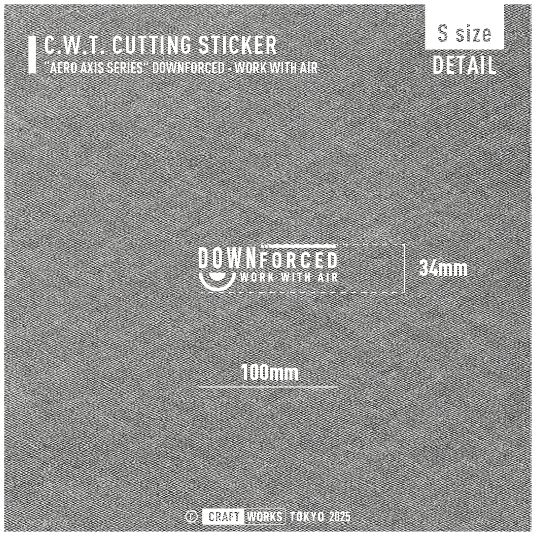 Craft Works Tokyo CWT AEROAXIS DOWNFORCE カッティングステッカー エアロ 寸法図 WHITE