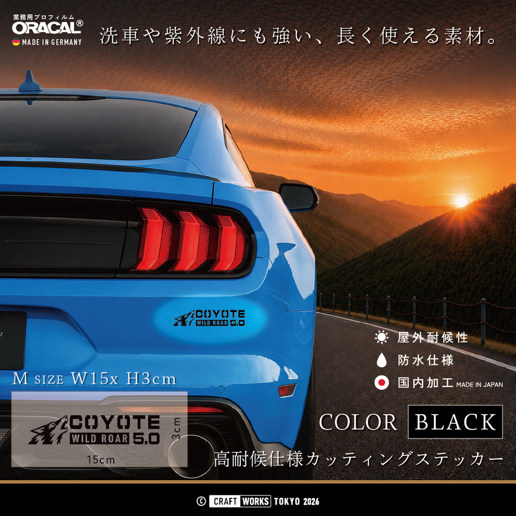 COYOTE_WILD_ROAR_5.0 黒 BLACK の実車装着めイメージ画像