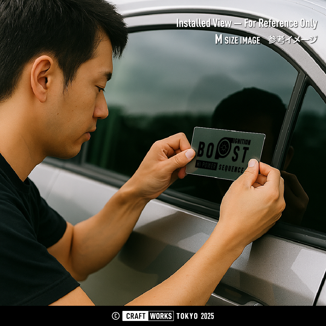 Craft Works Tokyo CWT PERFORMANCE SERIES BOOST – HI POWER SEQUENCE カッティングステッカー 窓貼付イメージ BLACK